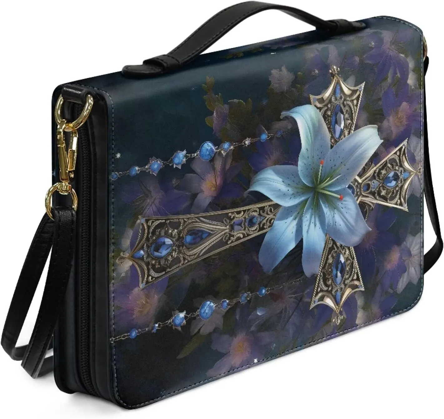 Leather Bible Cover Case for Women Men Waterproof Study Bible Bag with Zipper Pocket Large Church Bag M-2XL