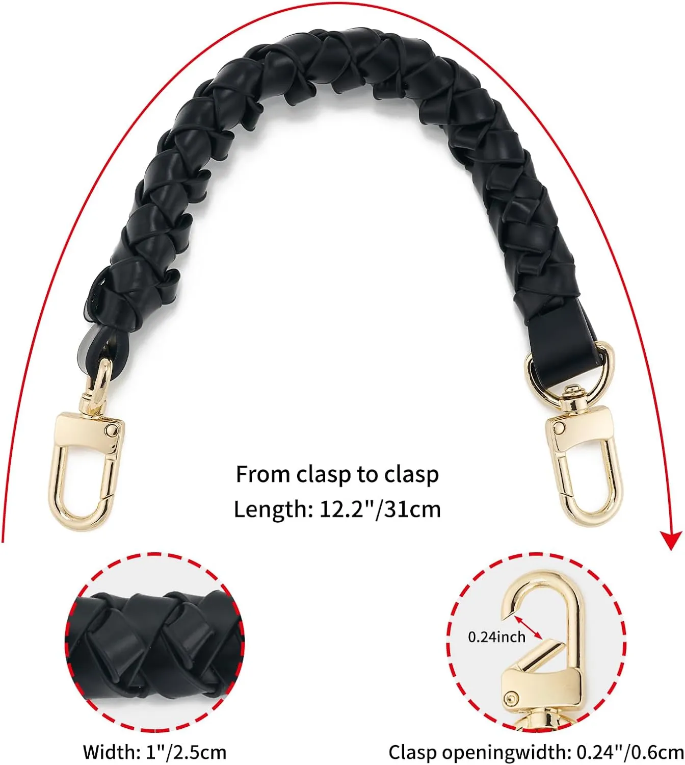 Leather Braided Handle for Neonoe Bucket Pochette Beaubourg Hobo Bag Women Woven Purse Replacement Short Top Handle Strap