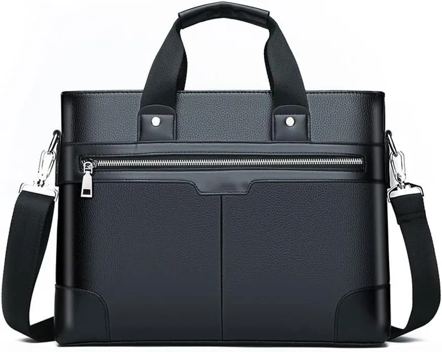Leather Briefcase for Men 14 Inch Retro Laptop Messenger Bag Travel Business Attache Case