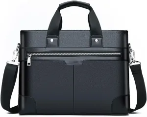 Leather Briefcase for Men 14 Inch Retro Laptop Messenger Bag Travel Business Attache Case