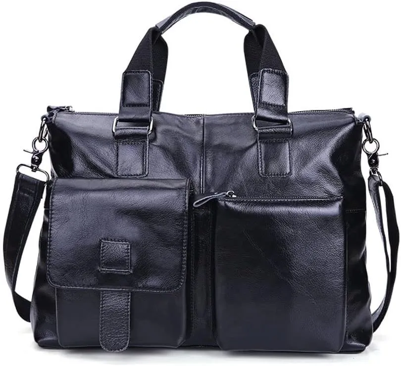 Leather Briefcase Laptop Messenger Bag Satchel Office Computer Bag for Men and Women
