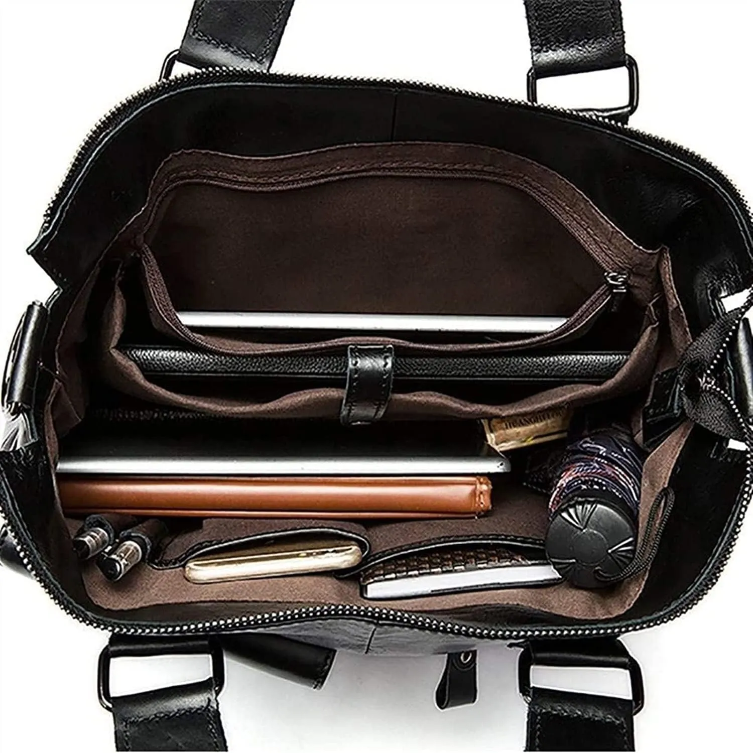 Leather Briefcase Laptop Messenger Bag Satchel Office Computer Bag for Men and Women