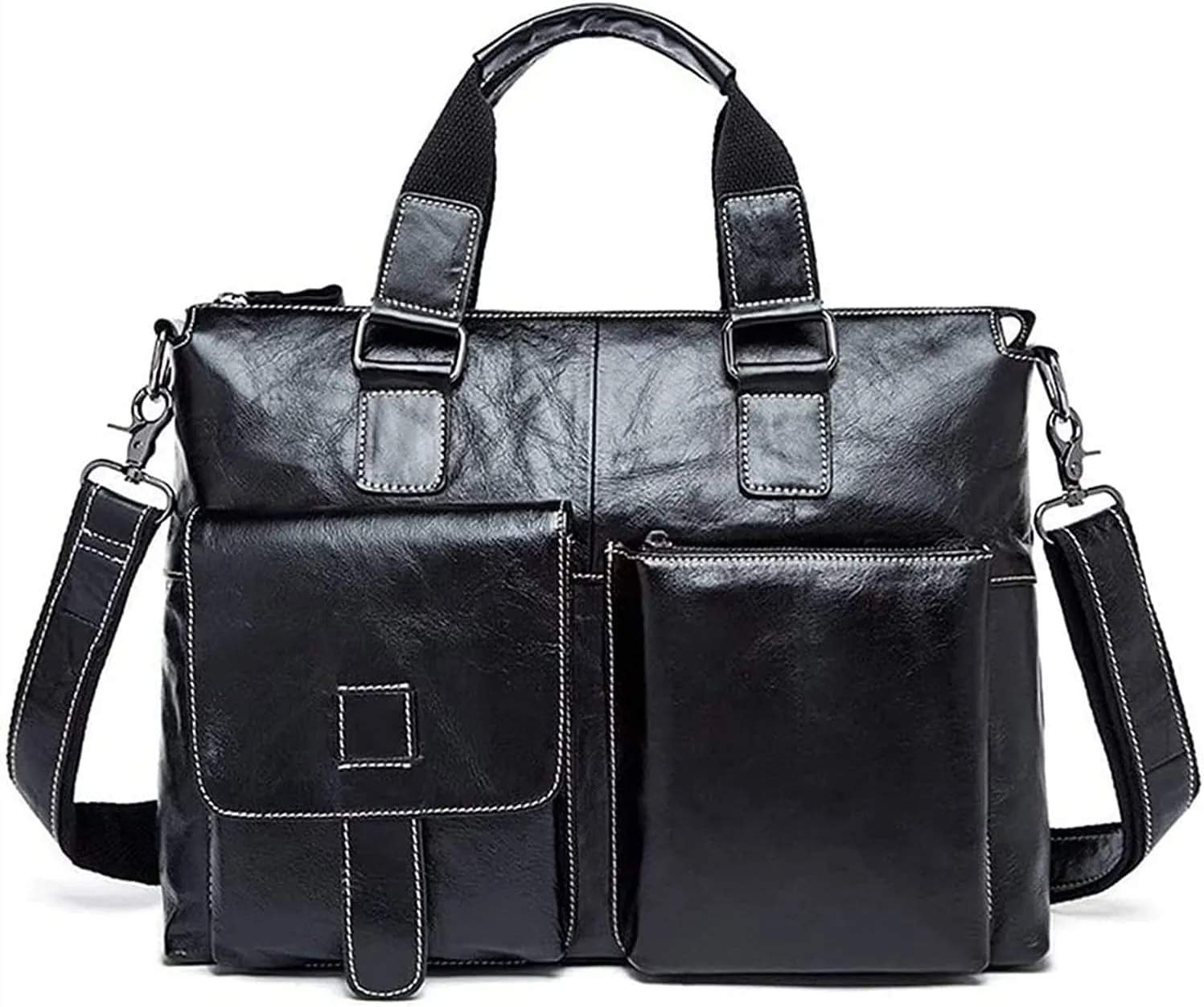 Leather Briefcase Laptop Messenger Bag Satchel Office Computer Bag for Men and Women