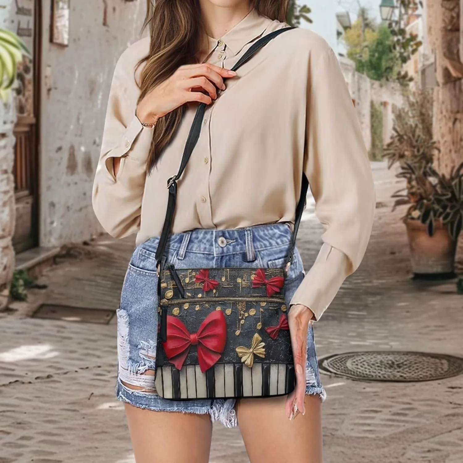 Leather Crossbody Bags for Women Tote Bag with Zipper Waterproof Shoulder Bag Travel Work Soft Handbag