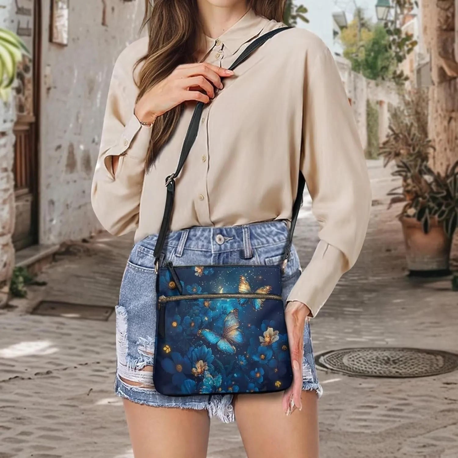 Leather Crossbody Bags for Women Tote Bag with Zipper Waterproof Shoulder Bag Travel Work Soft Handbag