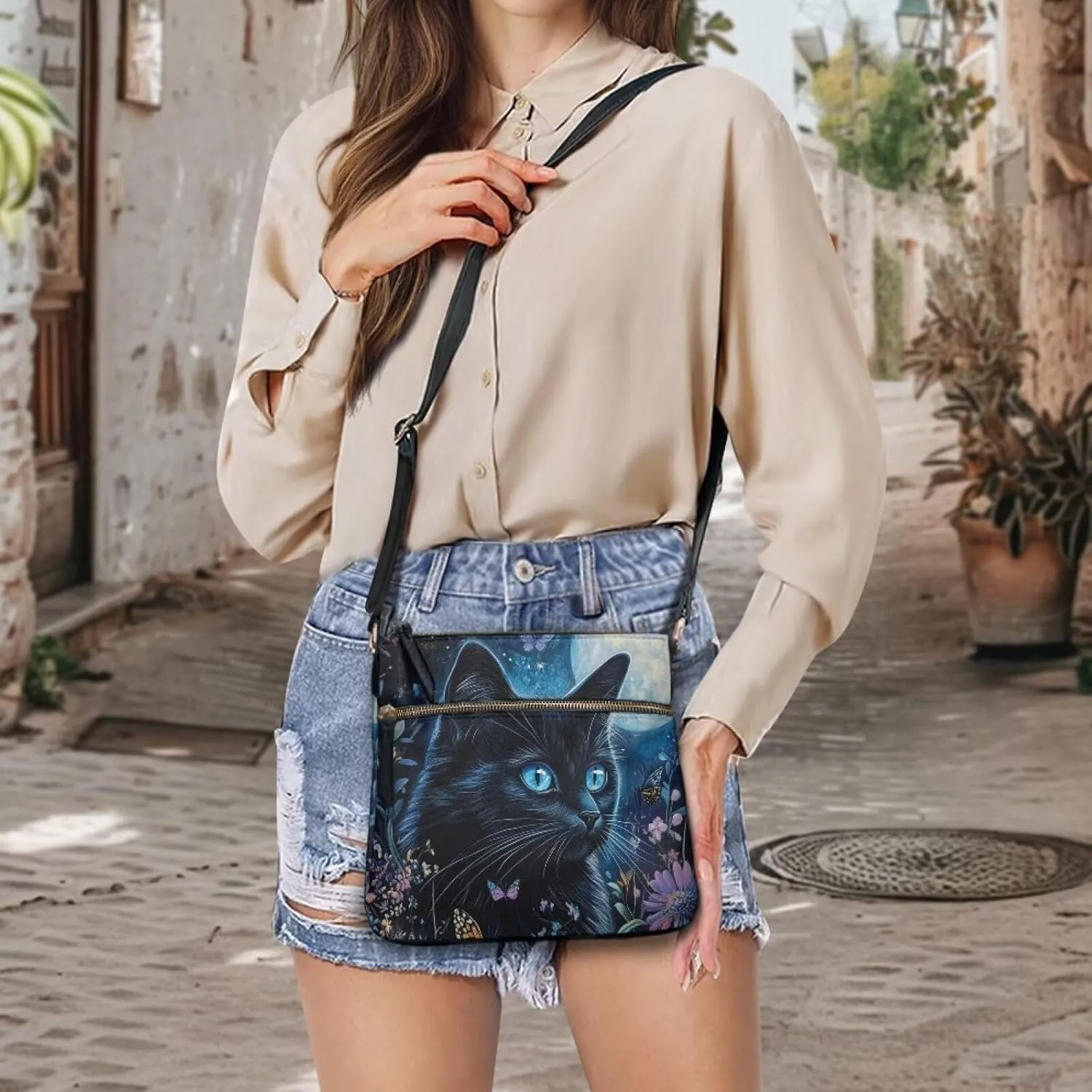 Leather Crossbody Bags for Women Tote Bag with Zipper Waterproof Shoulder Bag Travel Work Soft Handbag