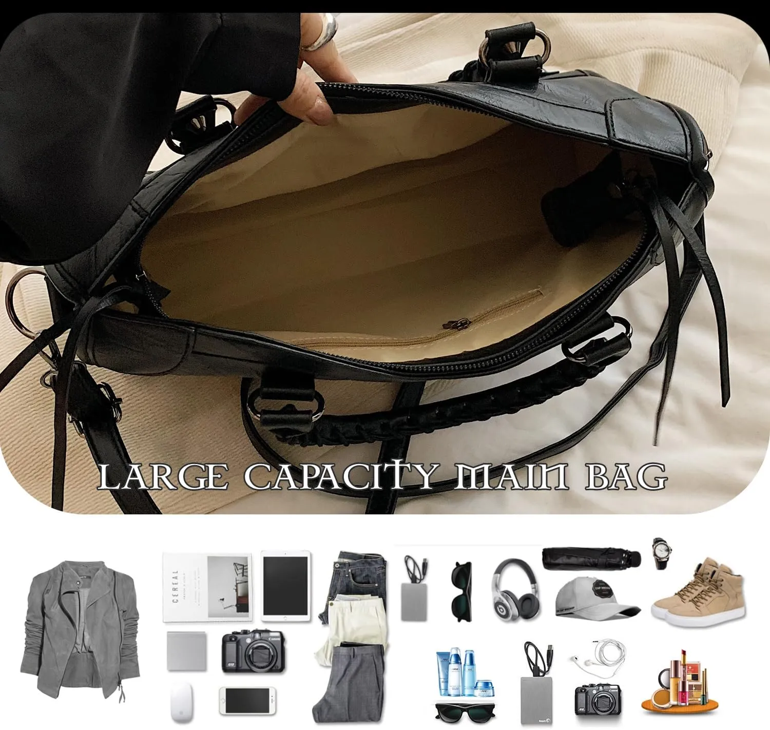 Leather Crossbody Bags for Women - Trendy Hobo Shoulder Purse, Adjustable Strap, Stylish Tote for Work, Travel & Casual Use