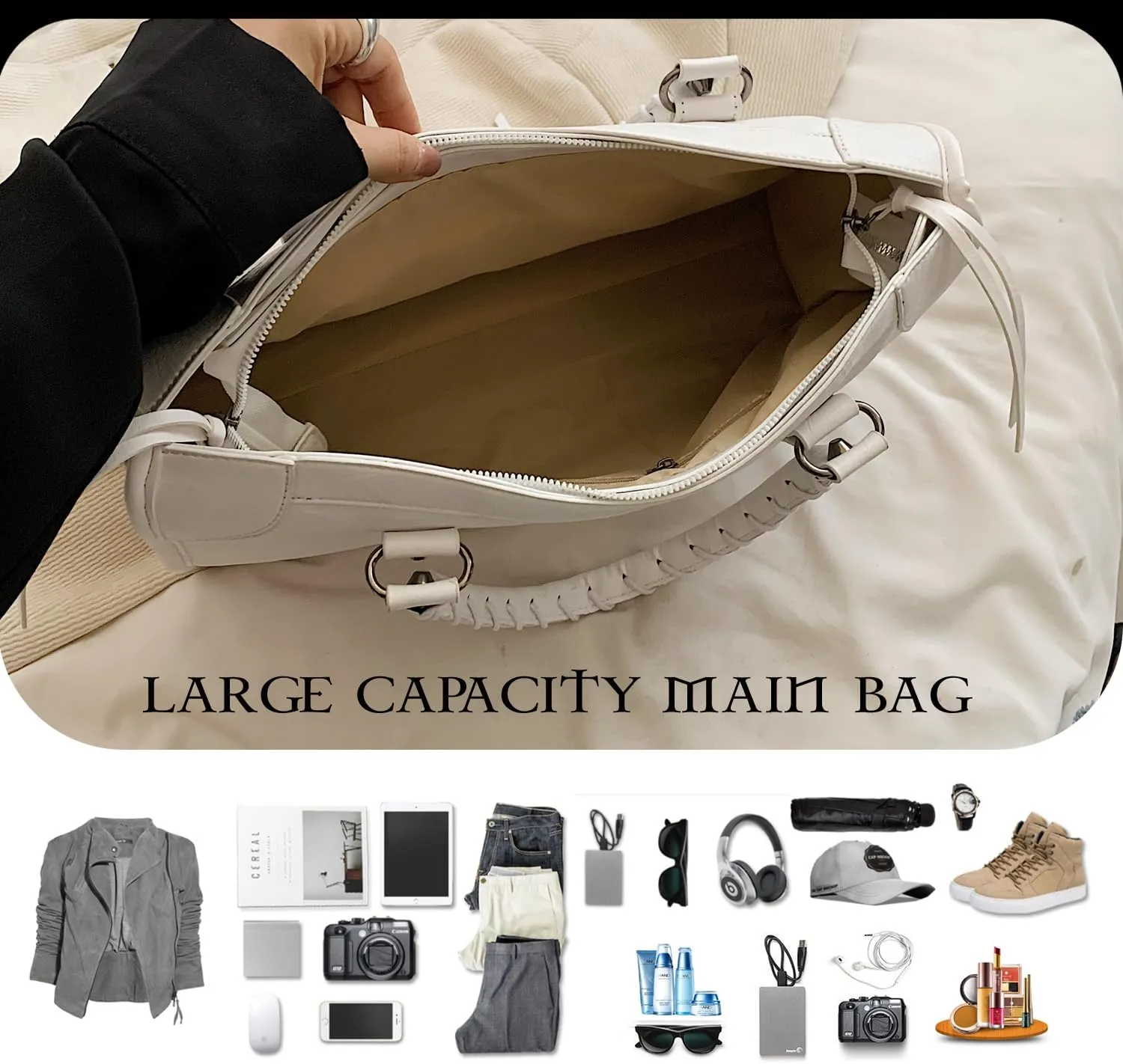 Leather Crossbody Bags for Women - Trendy Hobo Shoulder Purse, Adjustable Strap, Stylish Tote for Work, Travel & Casual Use