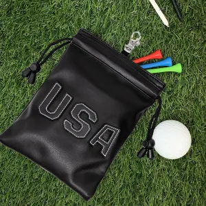 Leather Golf Tee Pouch with Drawstrings - Valuables Bag for Men & Women