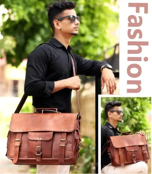 Leather Laptop Bag | Leather Messenger for Men and Women | Briefcases for Men | A Perfect Satchel can be Used for Office and Work (12 x 17 inches)