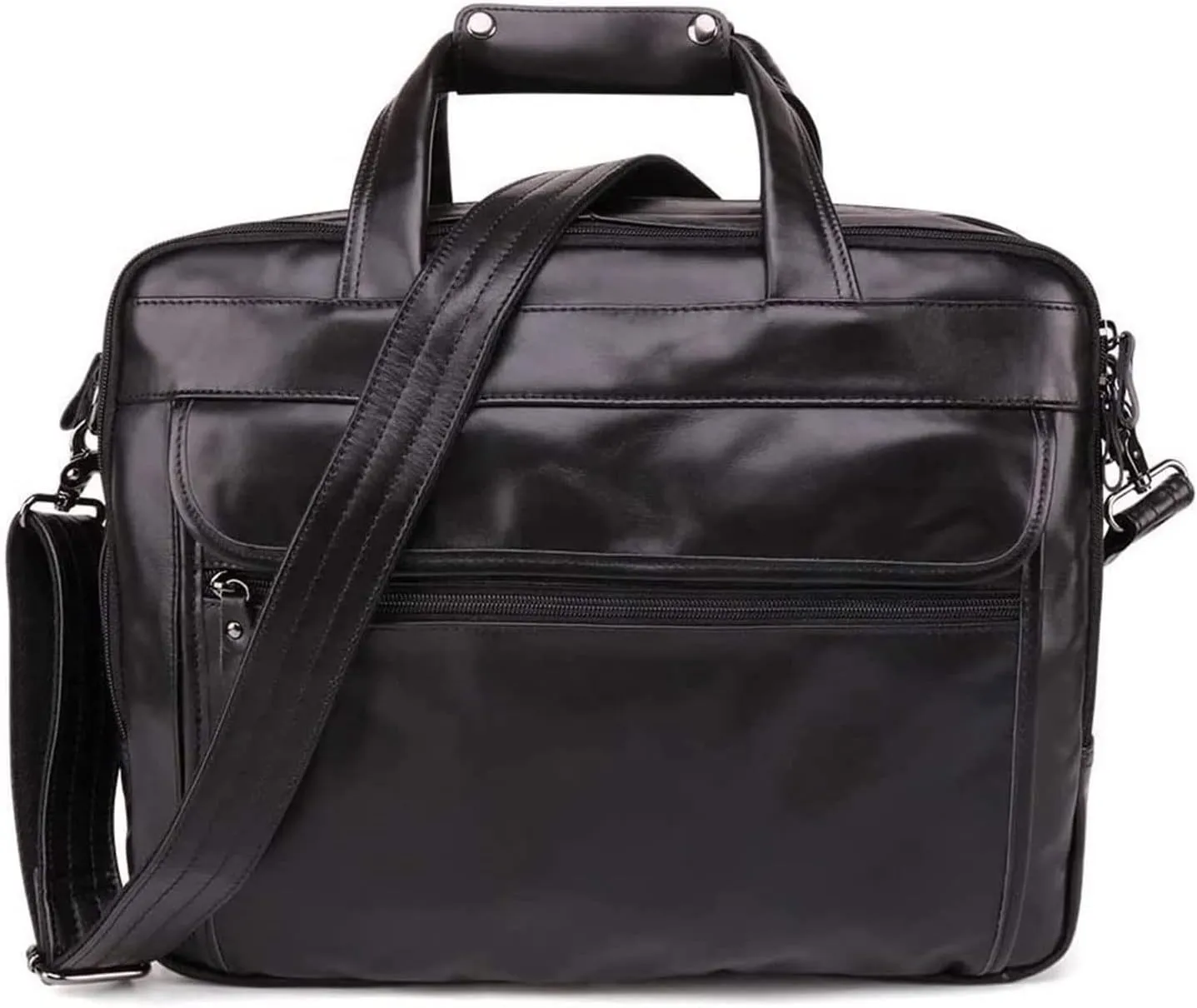 Leather Laptop Briefcase for Men,Waterproof Travel Messenger Bags