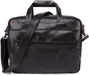 Leather Laptop Briefcase for Men,Waterproof Travel Messenger Bags