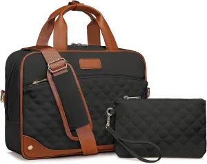Leather Laptop Briefcase for Women 15.6 Inch Laptop Work Bag Waterproof Computer Bag for Women with Clutch Purse