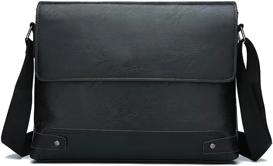 Leather Messenger Bag for Men Lightweight Shoulder Handbag Crossbody Briefcases Casual Work Satchel Messenger Tote Bag