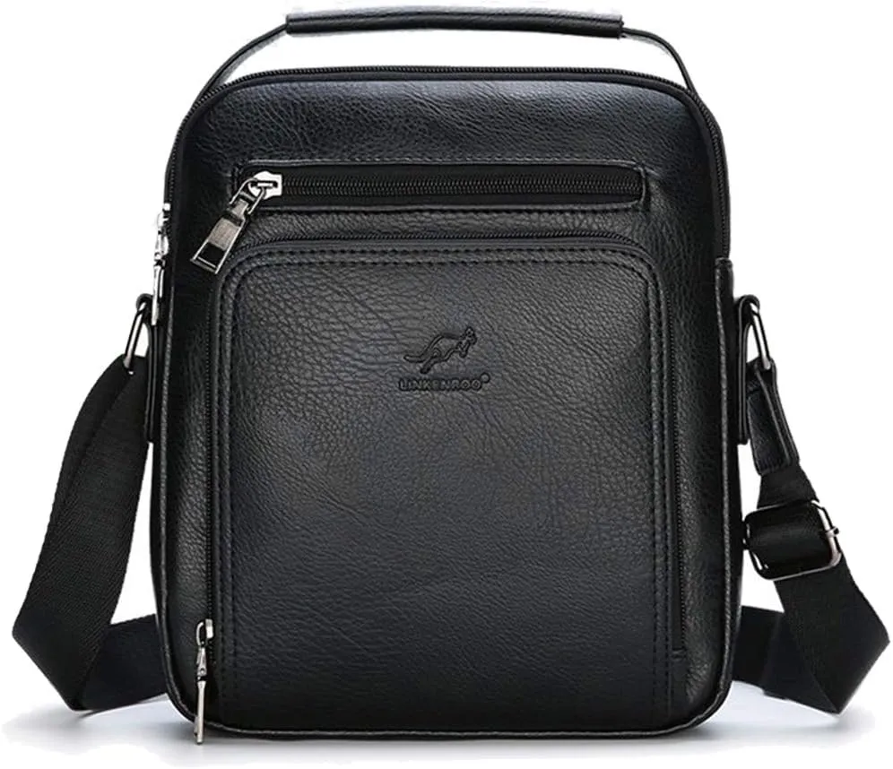 Leather Messenger Bag for Men, Man Purse Crossbody Bag PU Leather Men Zipper Bag, Satchel Shoulder Bag