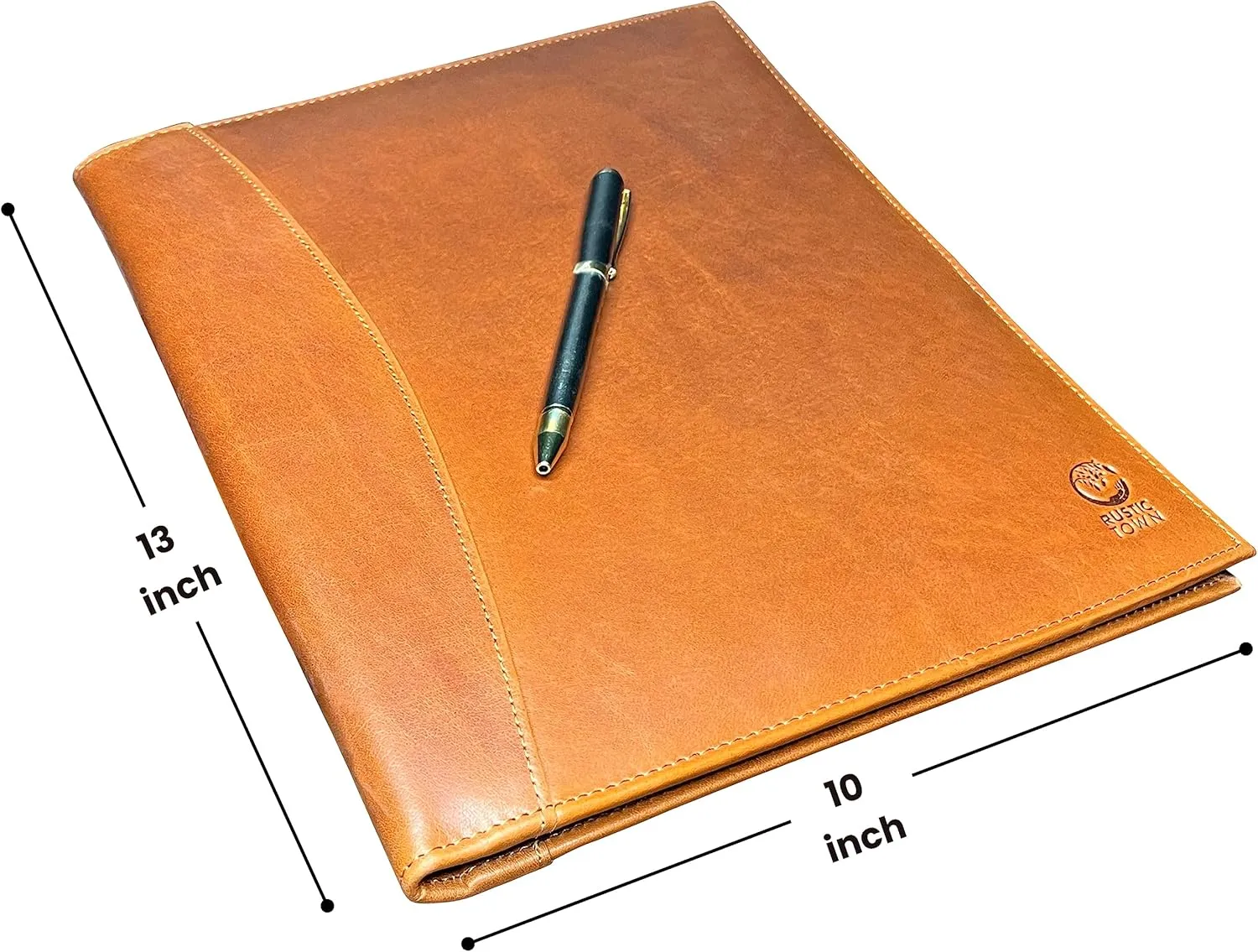 Leather Padfolio Resume Portfolio File Folder – Interview/Legal Document Organizer for Letter Size Writing Pad with Business Card Holder, Ideal Gift Portfolios for Men & Women (Large, Cognac)