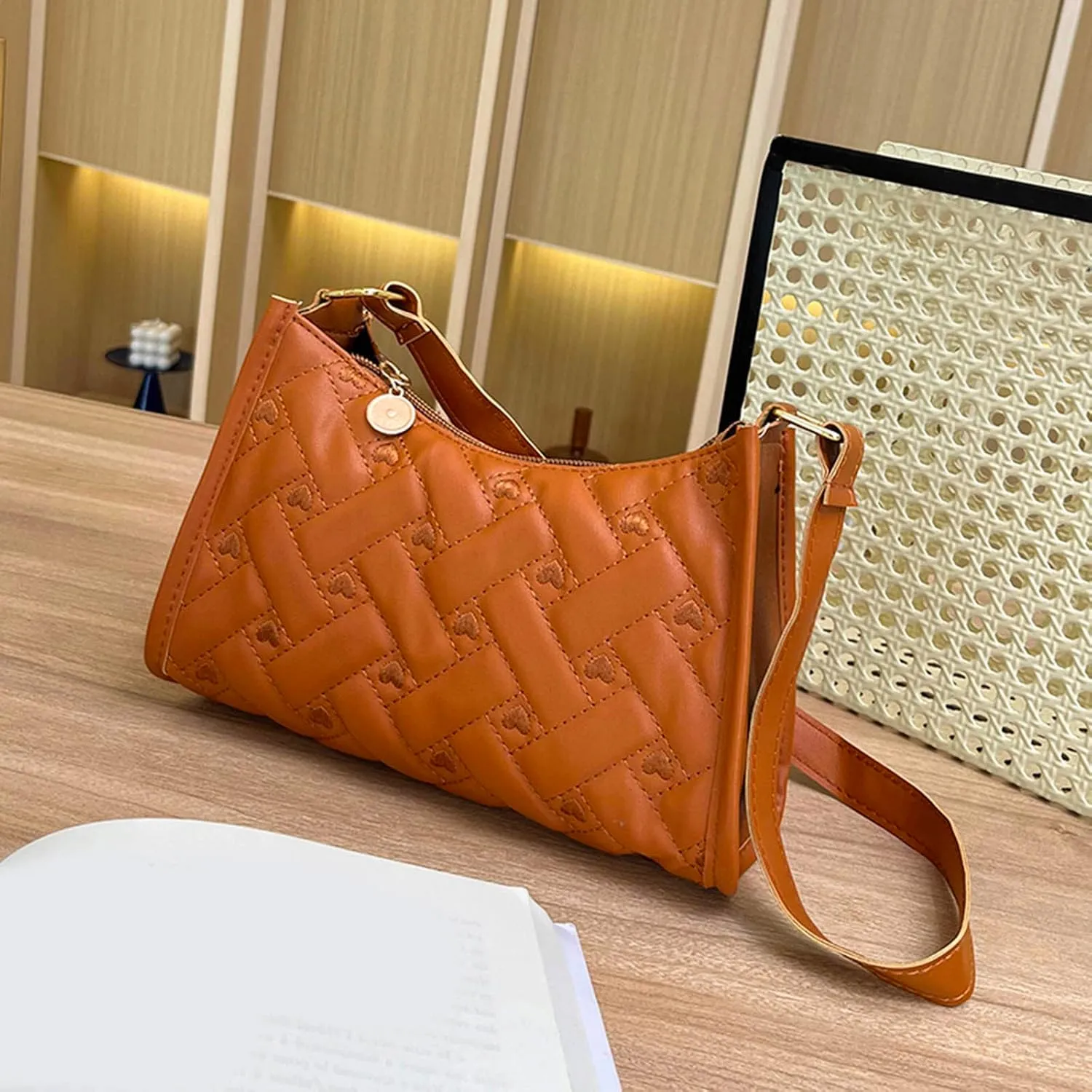 Leather Purses and Handbags for Women Women Shoulder Bag Love Embroidered Underarm Bag Spring And Summer New