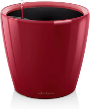 Lechuza Self Watering Plant Pot Classico 21 LS Garden Flower Indoor Outdoor Small Table Plastic Planter with Drainage Hole D21 H20 cm Red High-Gloss