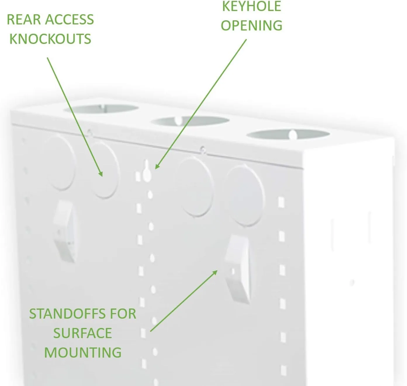 Legrand - OnQ 14 Inch Cable Management, In-Wall 20-Gauge Media Box, Structured Wiring Enclosure with 2.5 Inch Openings for Wires, Glossy White, EN1400