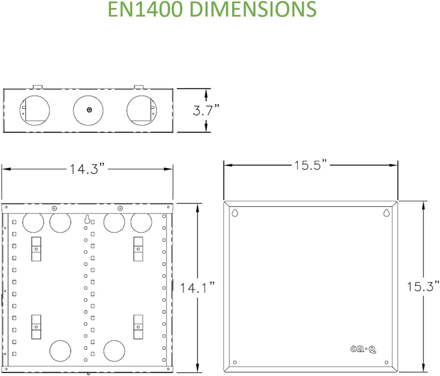 Legrand - OnQ 14 Inch Cable Management, In-Wall 20-Gauge Media Box, Structured Wiring Enclosure with 2.5 Inch Openings for Wires, Glossy White, EN1400