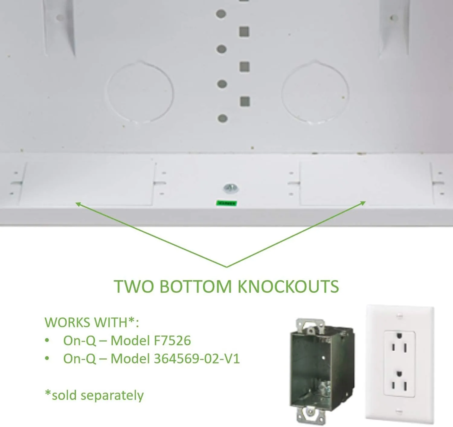 Legrand - OnQ 14 Inch Cable Management, In-Wall 20-Gauge Media Box, Structured Wiring Enclosure with 2.5 Inch Openings for Wires, Glossy White, EN1400