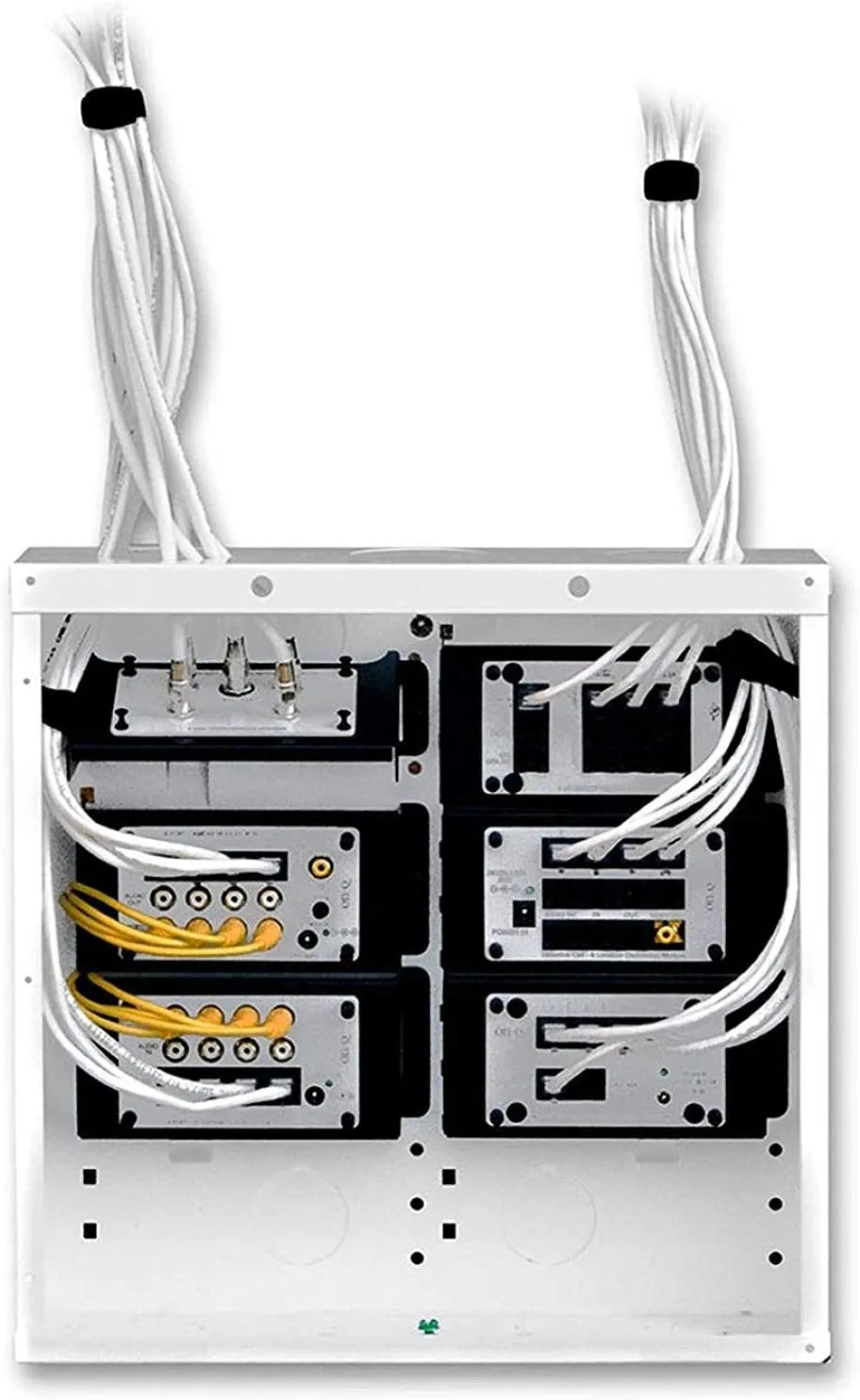 Legrand - OnQ 14 Inch Cable Management, In-Wall 20-Gauge Media Box, Structured Wiring Enclosure with 2.5 Inch Openings for Wires, Glossy White, EN1400