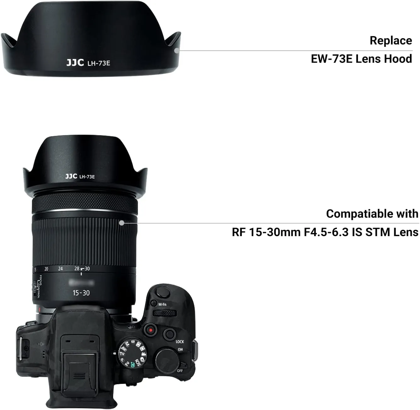 Lens Hood for Canon RF 15-30mm F4.5-6.3 is STM Lens on EOS R6 Mark II EOS R Series Camera, Reversible Lens Shade Replace Canon EW-73E Lens Hood, Compatible with 67mm Filters and 67mm Lens Cap
