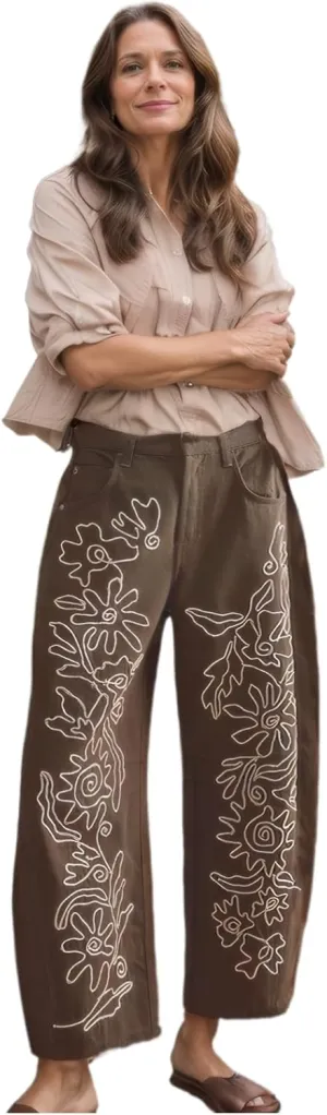 Leopard Pants Women Barrel Baggy Y2k Boyfriend Jeans Cheetah Print Jeans Mid Rise Embroidered Jean