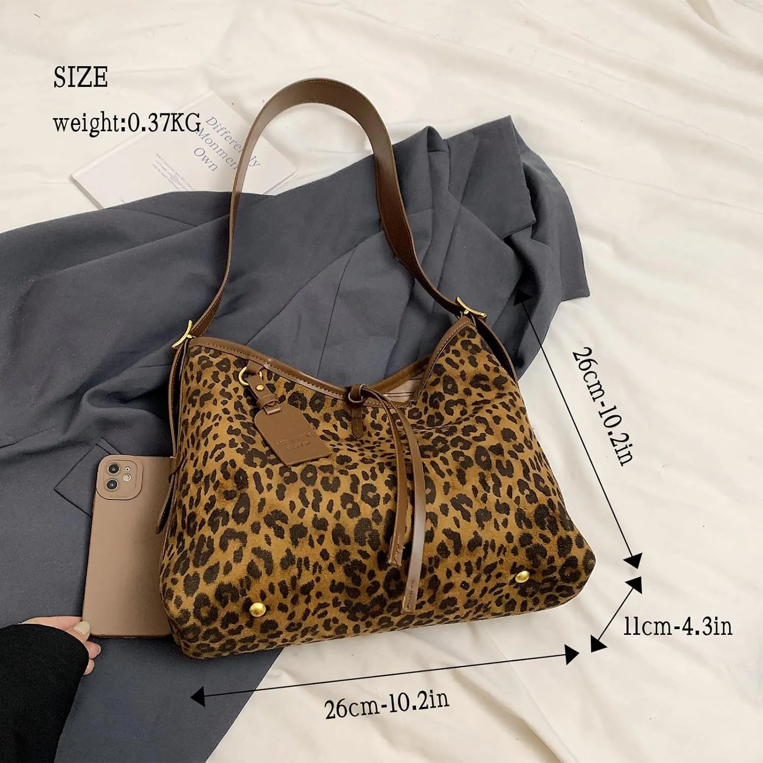 Leopard Tote Bag for Women - Cheetah Print Shoulder Purse Large Crossbody Bag Retro Handbag with Adjustable Strap