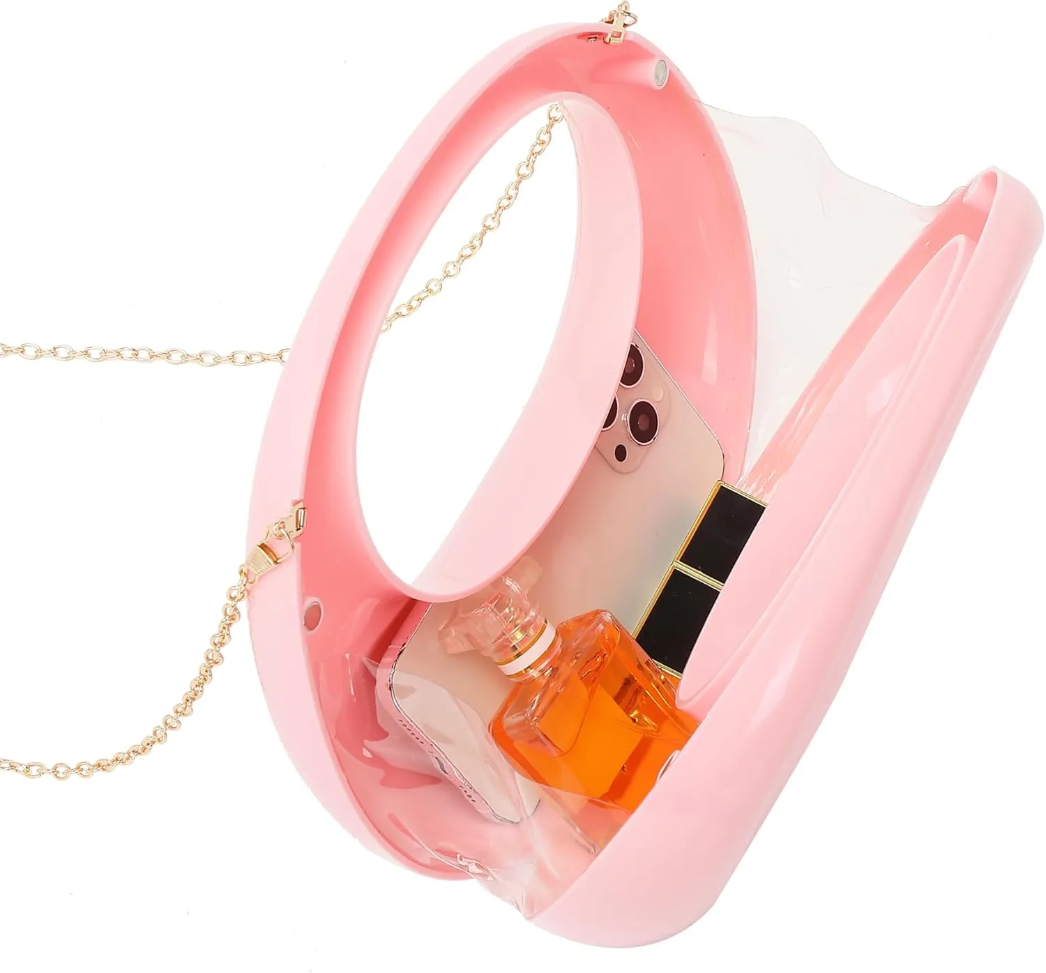 LETODE Acrylic Clutch Purses for Women Evening Handbag Top-handle Moon Hobo Bag