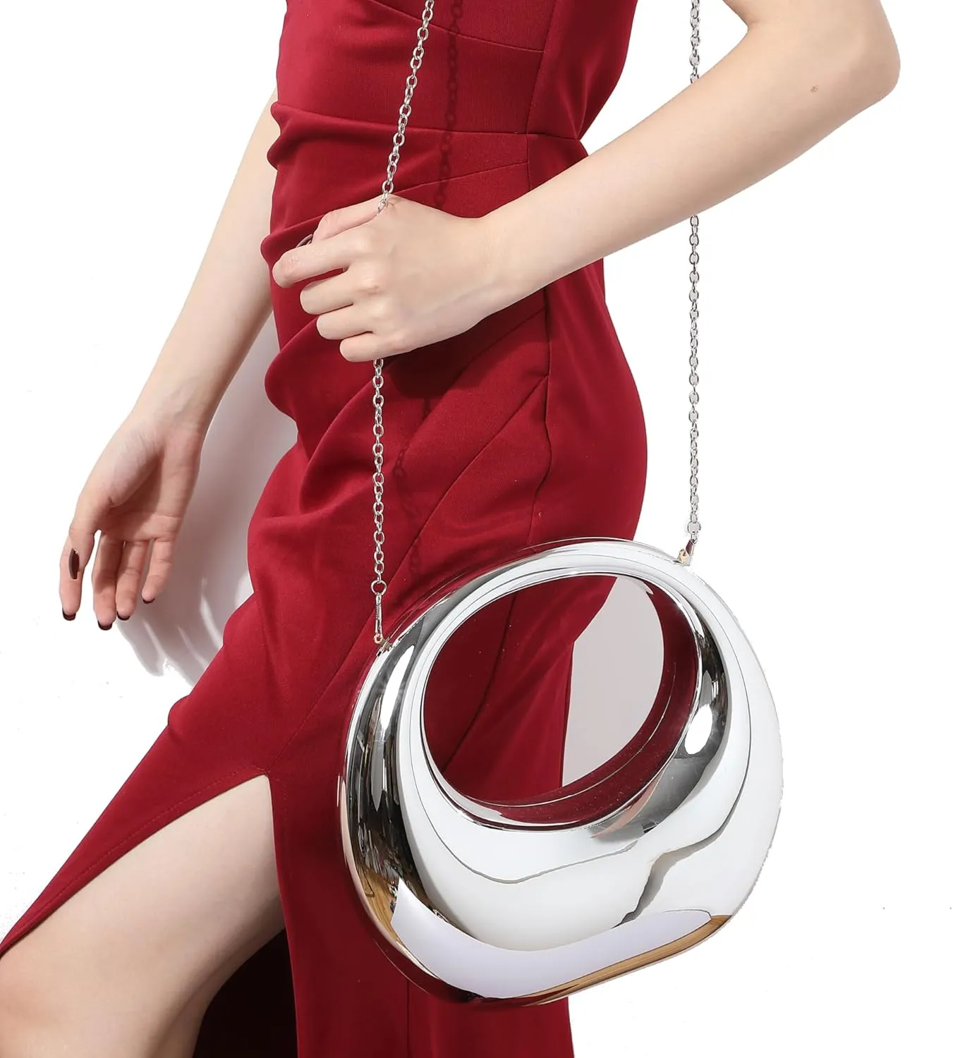LETODE Acrylic Clutch Purses for Women Evening Handbag Top-handle Moon Hobo Bag