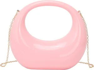 LETODE Acrylic Clutch Purses for Women Evening Handbag Top-handle Moon Hobo Bag