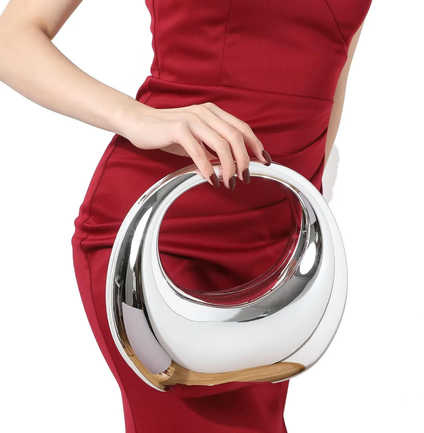 LETODE Acrylic Clutch Purses for Women Evening Handbag Top-handle Moon Hobo Bag