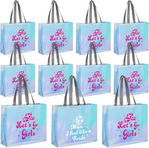 Let's Go Girls Iridescent Gift Bags - Holographic Bachelorette Gift Bags - Glossy Party Favor Bridesmaid Bags