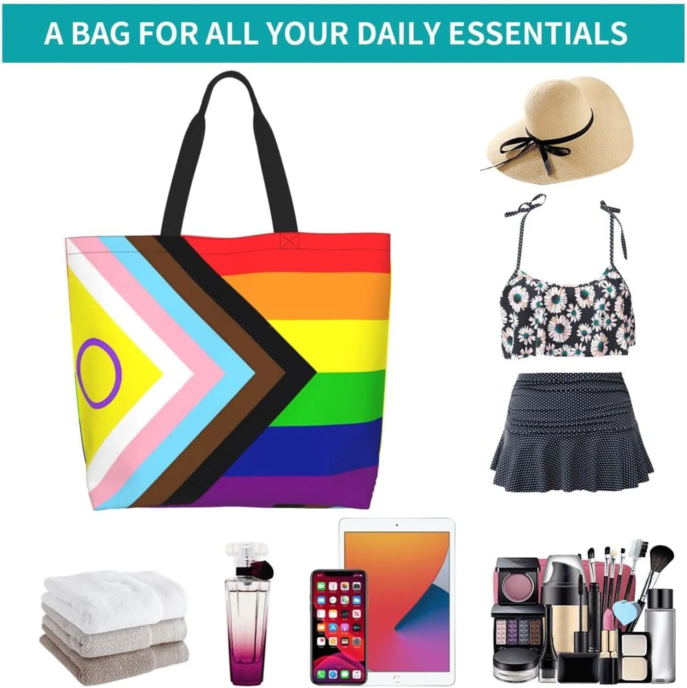 LGBT Pride Rainbow Gay Lip Lesbian Women's Tote Bag Large Capacity Single Shoulder Bags Handbag for Shopping Work