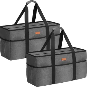 LHZK Stand Up Extra Large Utility Tote Bag with Lid, Utility Tote Bag with Metal Wire Frame and Sides Rinforced