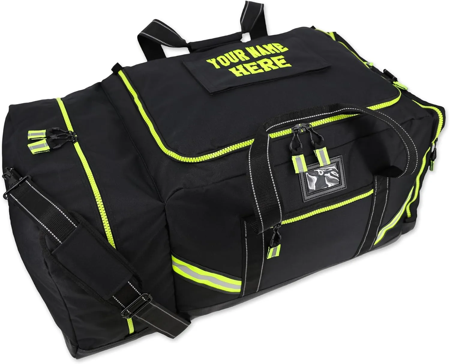 Lightning X Customizable Premium 3XL Firefighter Step-In Gear Bag w/Helmet Compartment & Embroidered Name - No FF Logo (Black)