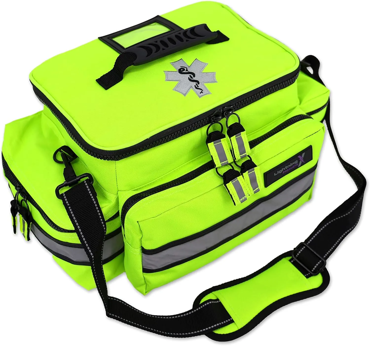 Lightning X Mid-Sized First Responder EMT Bag | LXMB25 | Fully Stocked w/ 248  First Aid Supplies   Trauma Pak w/C.A.T. Tourniquet & QuikClot - Fluorescent Yellow