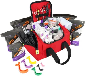 Lightning X Value Compact Medic First Responder EMS/EMT Stocked Trauma Bag w/Standard Fill Kit B - RED