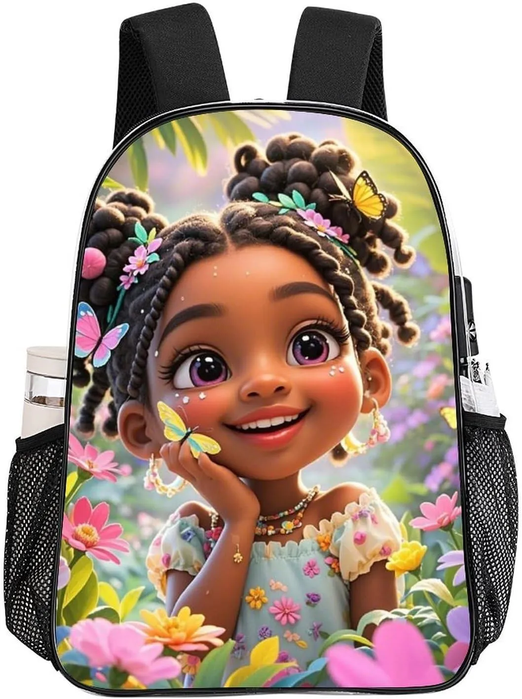 Lightweight Backpack for Gym Travel Bicycle - Big Capacity Multipurpose Transparent Carry On Bag, Colorful Afro American Black Women With Butterflies Art Travel Hiking Bag & Day Pack