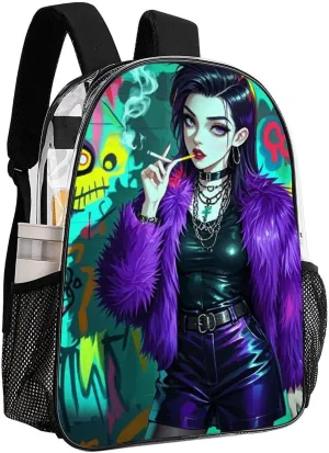 Lightweight Backpack for Gym Travel Bicycle - Big Capacity Multipurpose Transparent Carry On Bag, Cool Aesthetic Women Gothic Woman Style Art Travel Hiking Bag & Day Pack