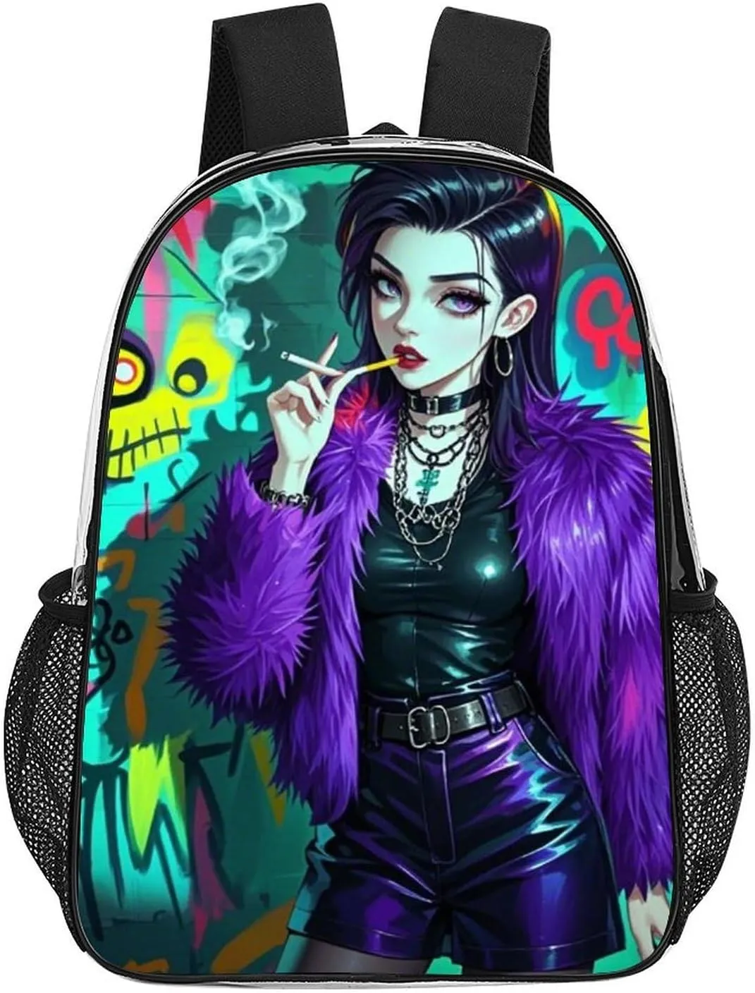 Lightweight Backpack for Gym Travel Bicycle - Big Capacity Multipurpose Transparent Carry On Bag, Cool Aesthetic Women Gothic Woman Style Art Travel Hiking Bag & Day Pack