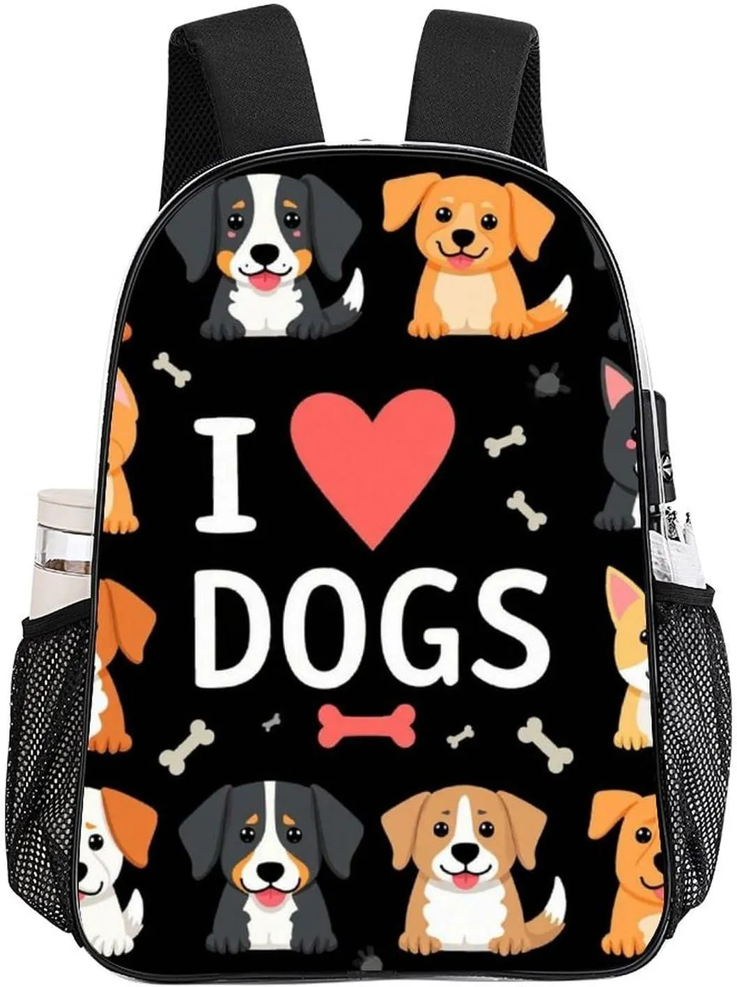 Lightweight Backpack for Gym Travel Bicycle - Big Capacity Multipurpose Transparent Carry On Bag, Doodle Pets Dog Black Travel Hiking Bag & Day Pack