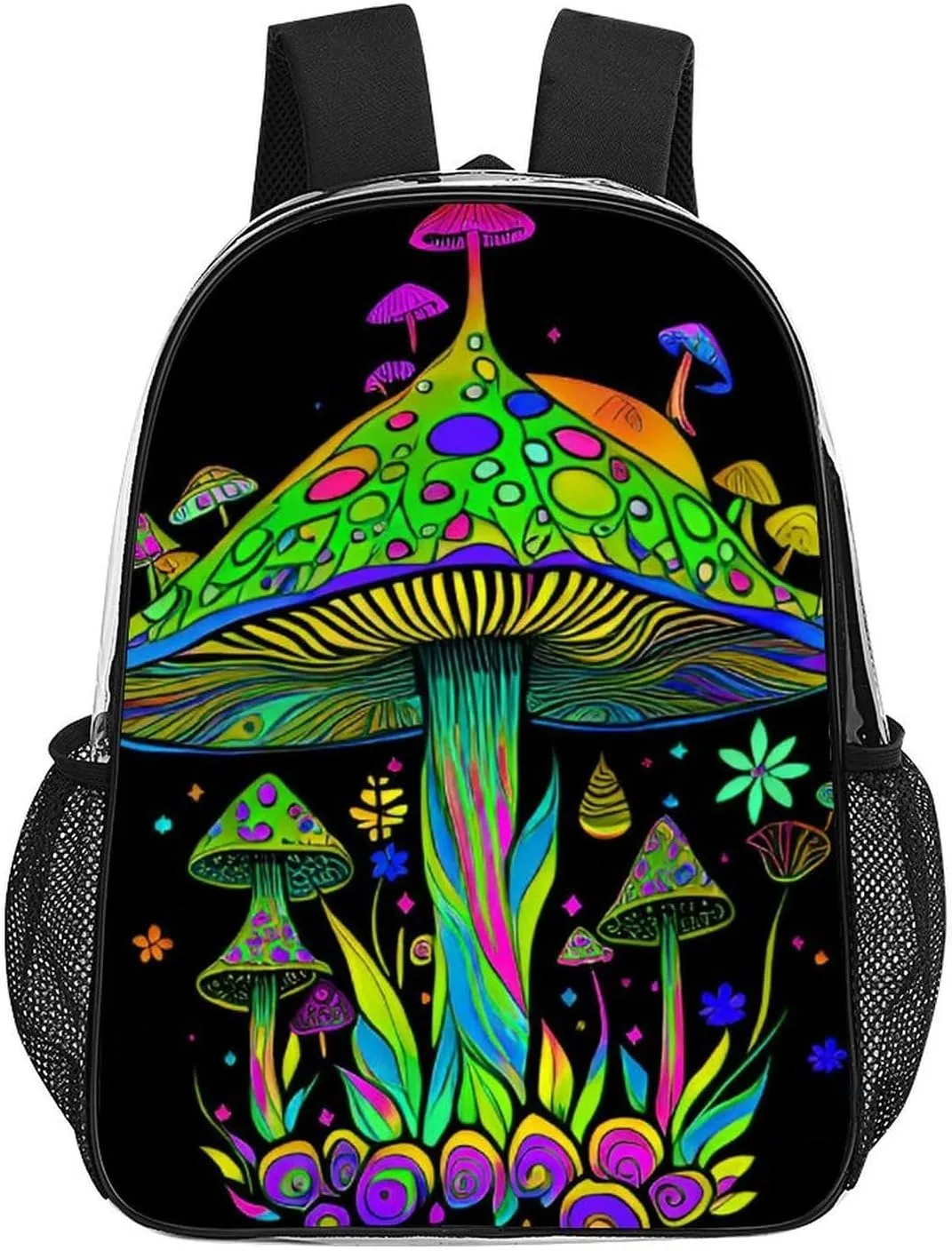 Lightweight Daypack Backpack for Sports Travel Running - Large Capacity Multipurpose Transparent Bookbag, Psychedelic Magic Mushrooms Trippy Art Laptop Backpack Daypack