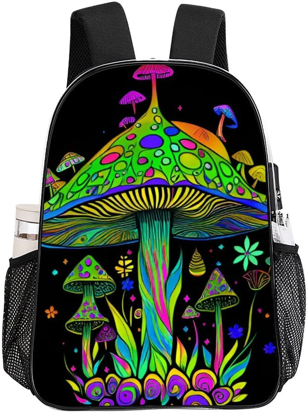 Lightweight Daypack Backpack for Sports Travel Running - Large Capacity Multipurpose Transparent Bookbag, Psychedelic Magic Mushrooms Trippy Art Laptop Backpack Daypack
