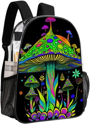 Lightweight Daypack Backpack for Sports Travel Running - Large Capacity Multipurpose Transparent Bookbag, Psychedelic Magic Mushrooms Trippy Art Laptop Backpack Daypack
