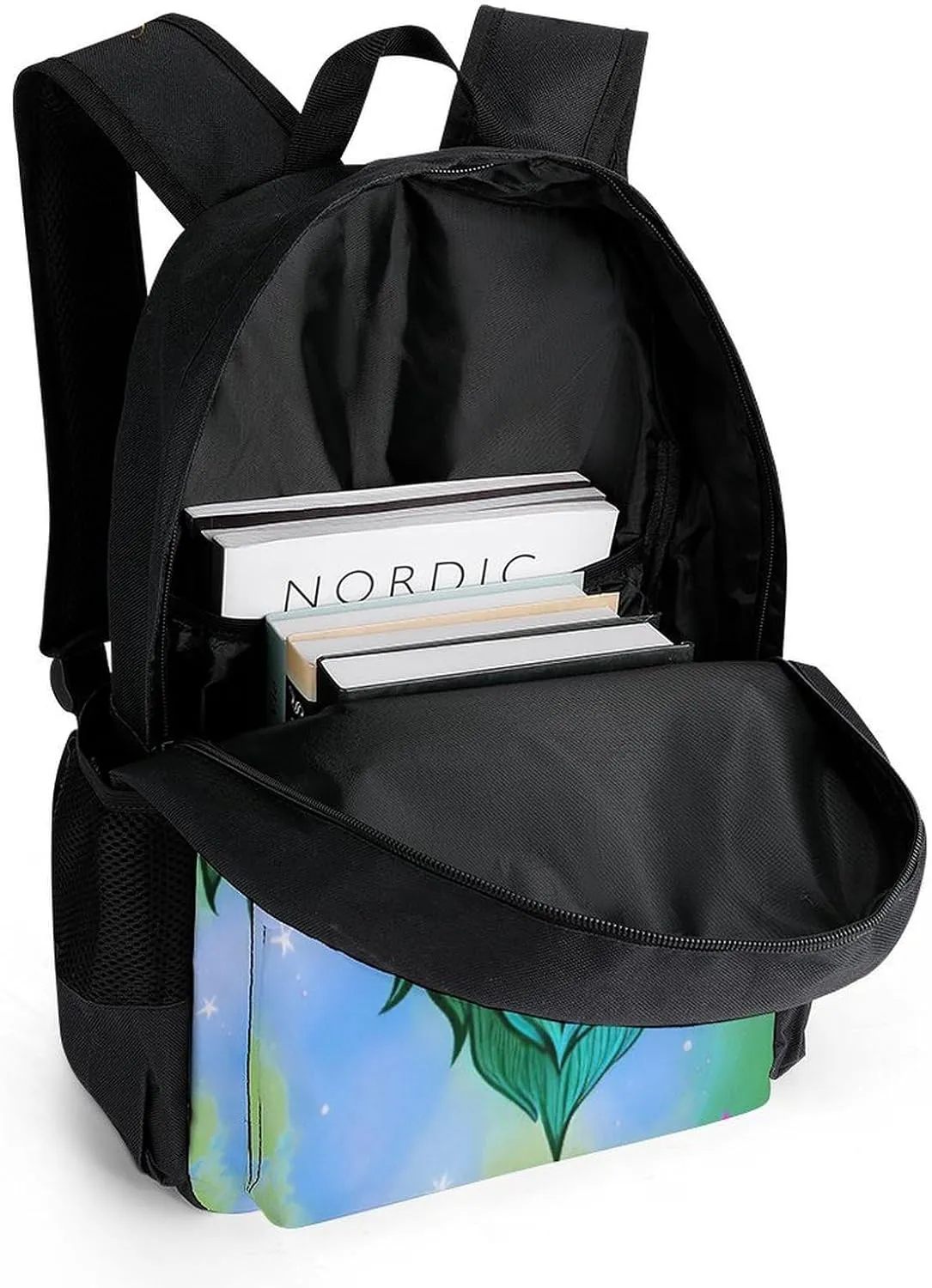 Lightweight Daypack for Camping Business Walking Cycling - Large Capacity Anti-Theft Multipurpose Bookbag, Naive Wolf Head Galaxy Art Gym Outdoor Hiking Backpack