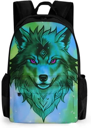 Lightweight Daypack for Camping Business Walking Cycling - Large Capacity Anti-Theft Multipurpose Bookbag, Naive Wolf Head Galaxy Art Gym Outdoor Hiking Backpack