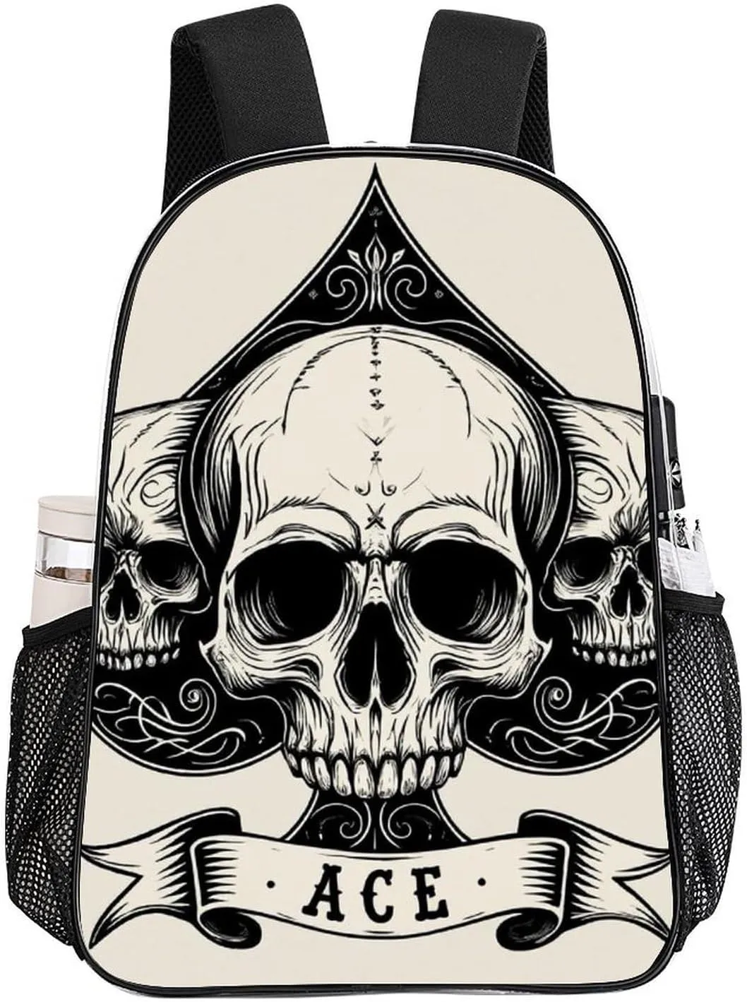 Lightweight Daypack for Camping Business Walking Cycling - Large Capacity Transparent Multipurpose Bookbag, Ace Of Spades Skull Grey Art Gym Outdoor Hiking Backpack