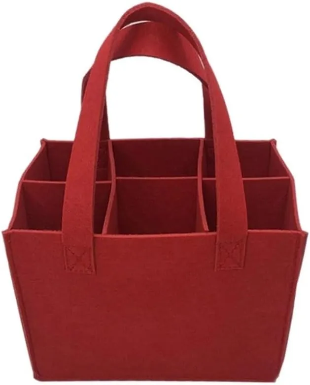 Lightweight Foldable For Travel Wine Bottle Bag With Carry Handle Picnic Tear Resistant Waterproof 6 Compartments BBQ Party(Red)
